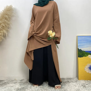 6809# 【Only Top Split Dress】Latest Women Split Dress Classy Fashion Solid Color Modesty Closed Abaya