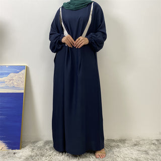 6822# Latest Women Design Popular Soft Nida Convenience 2 Front Zippers Breastfeeding Clothes Simplicity Loose Long Dress