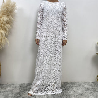 8013 formal dress temperament large sleeved hollowed out lace dress