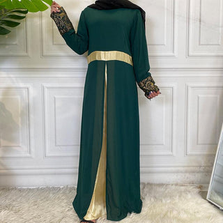 9041#Long Sleeve Summer Gold Chiffon Dress CHAOMENG MUSLIM SHOP muslim abaya dress