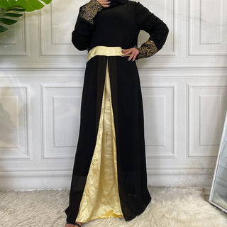 9041#Long Sleeve Summer Gold Chiffon Dress CHAOMENG MUSLIM SHOP muslim abaya dress