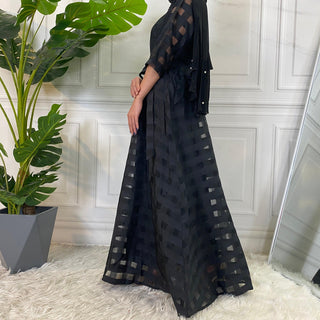 9065# Summer Black Short Sleeve  Modest Fashion Long Dresses CHAOMENG MUSLIM SHOP muslim abaya dress