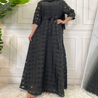 9065# Summer Black Short Sleeve  Modest Fashion Long Dresses CHAOMENG MUSLIM SHOP muslim abaya dress