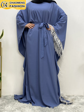 6317#Muslim Fashion Women Islamic Clothing Caftan Dubai Butterfly Bat Sleeves Muslim Dresses [product_type] Chaomeng Store chaomeng.myshopify.com Blue （蓝色） / One Size / China Blue （蓝色） One Size China