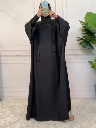 6818# Middle East Popular Hoodie Abaya Solid Color Batwing Cardigan With Elasticated Chin And Pretty Cuff For Muslim Women EID ABAYA