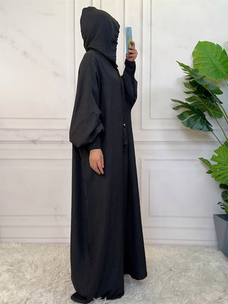 6818# Middle East Popular Hoodie Abaya Solid Color Batwing Cardigan With Elasticated Chin And Pretty Cuff For Muslim Women EID ABAYA