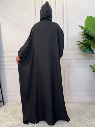 6818# Middle East Popular Hoodie Abaya Solid Color Batwing Cardigan With Elasticated Chin And Pretty Cuff For Muslim Women EID ABAYA