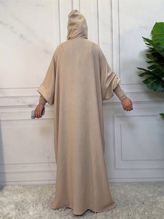 6818# Middle East Popular Hoodie Abaya Solid Color Batwing Cardigan With Elasticated Chin And Pretty Cuff For Muslim Women EID ABAYA