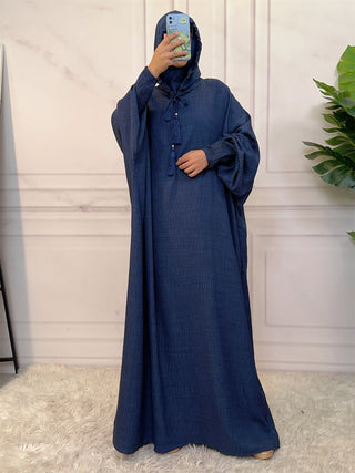 6818# Middle East Popular Hoodie Abaya Solid Color Batwing Cardigan With Elasticated Chin And Pretty Cuff For Muslim Women EID ABAYA