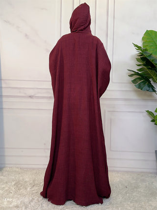 6818# Middle East Popular Hoodie Abaya Solid Color Batwing Cardigan With Elasticated Chin And Pretty Cuff For Muslim Women EID ABAYA